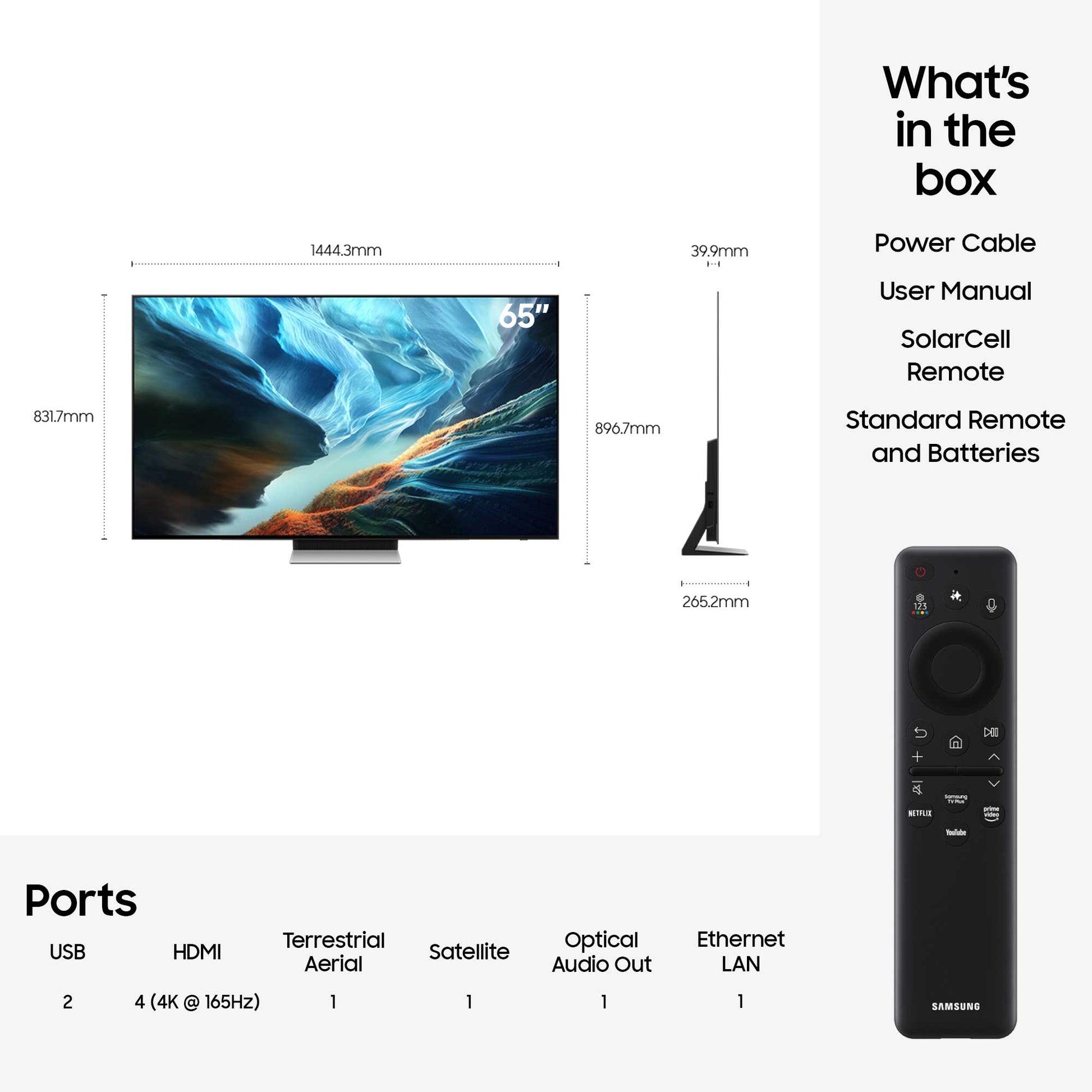Samsung QE65S90H Specs 