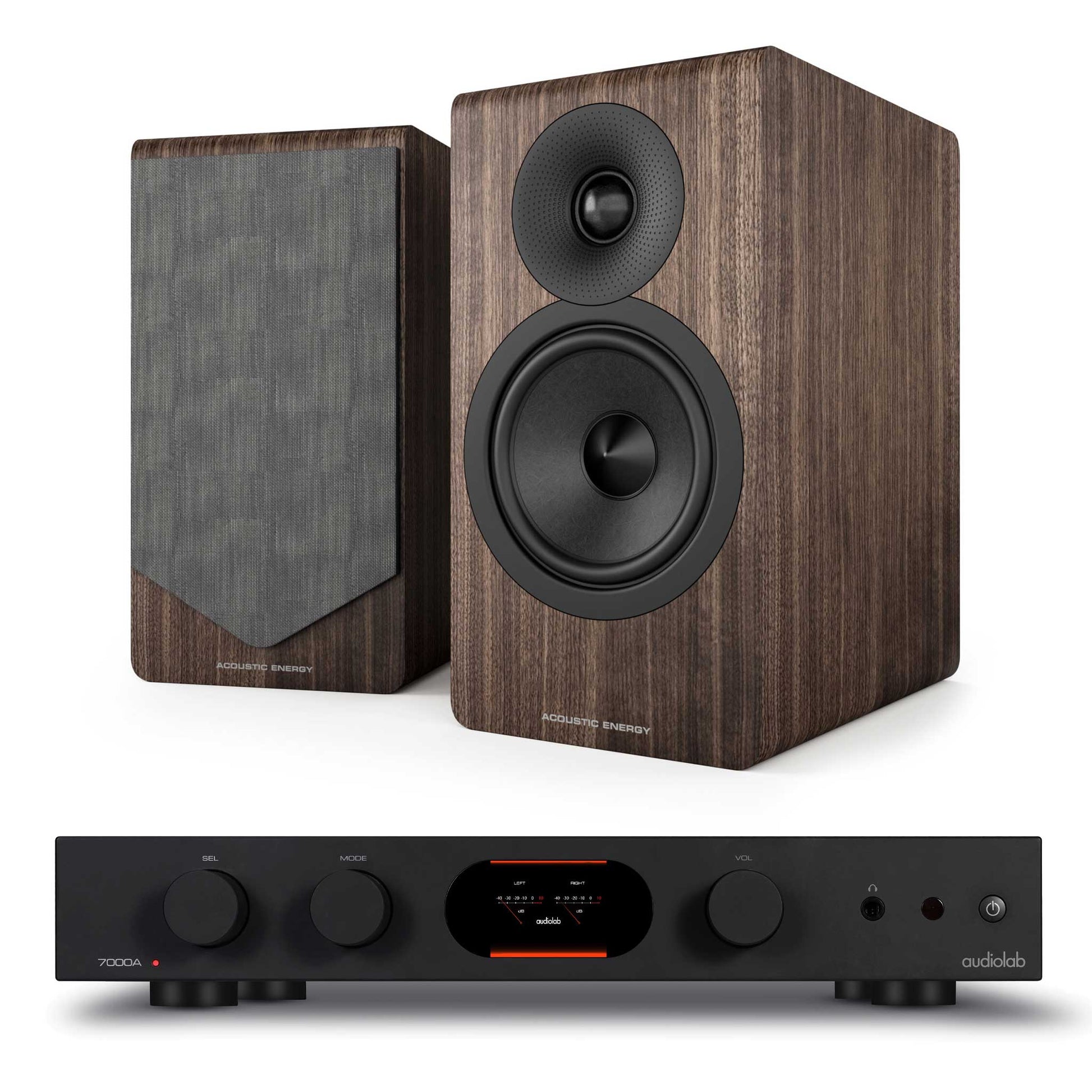 Audiolab 7000A Black with  Acoustic Energy AE300² Walnut