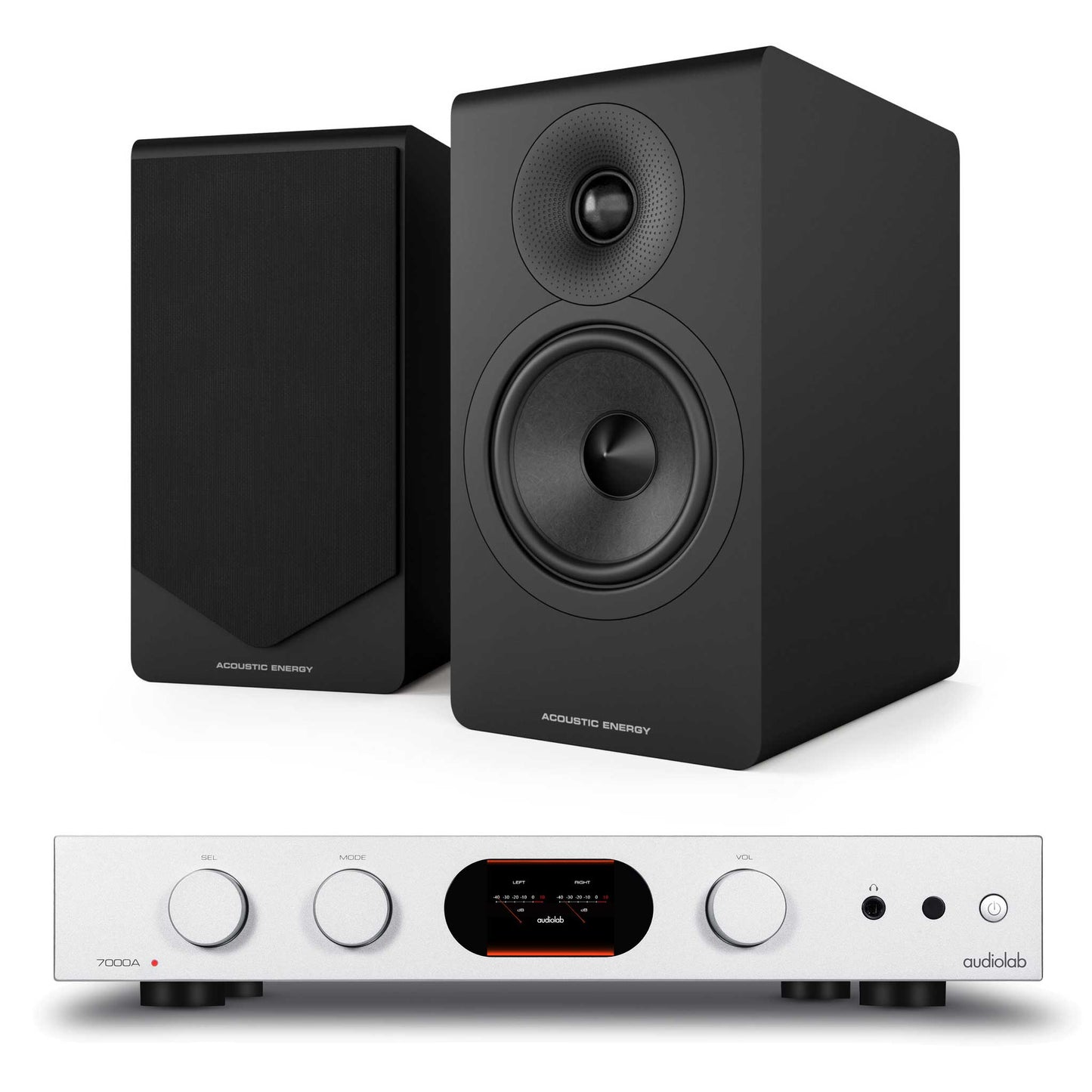 Audiolab 7000A Silver with  Acoustic Energy AE300² Matte Black