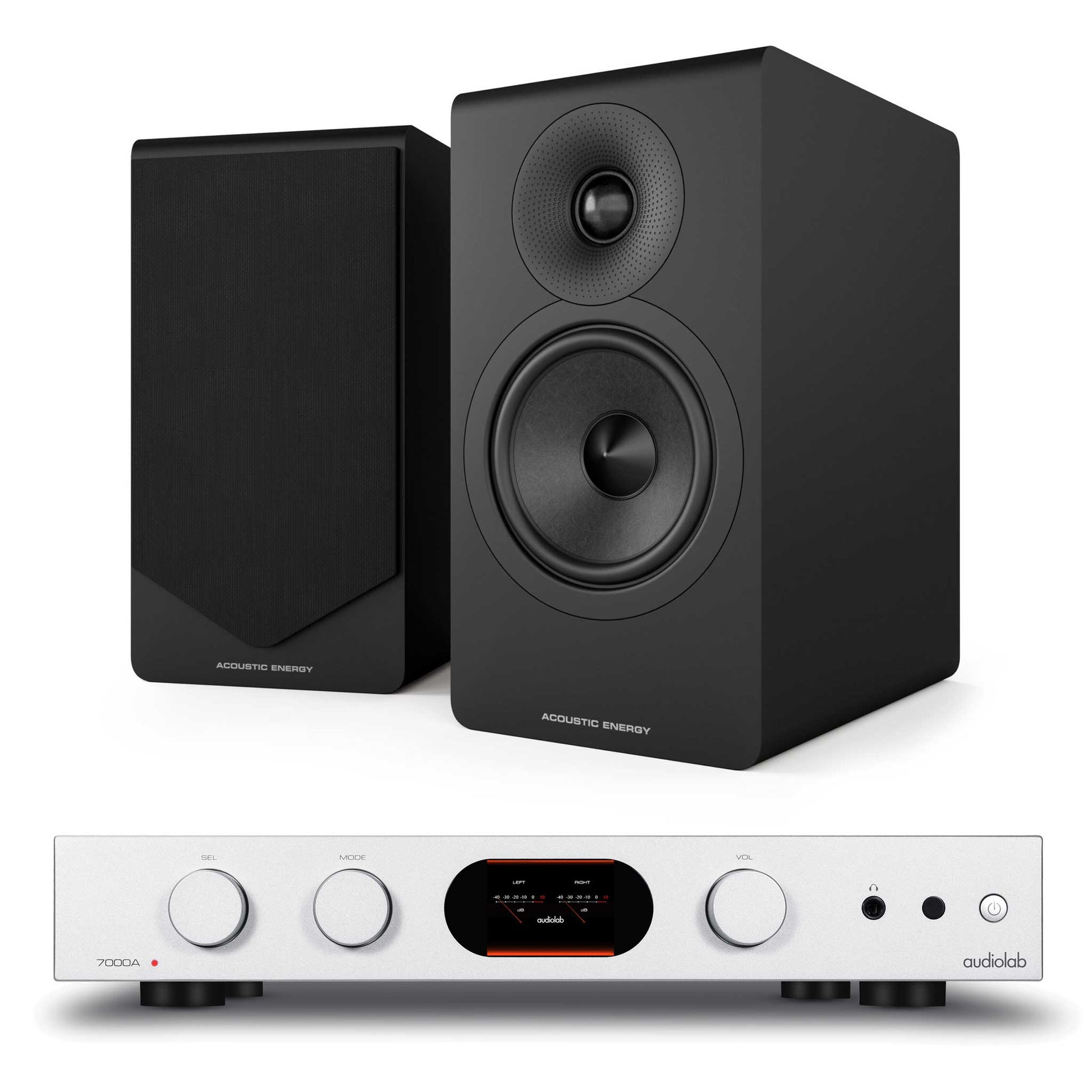 Audiolab 7000A Silver with  Acoustic Energy AE300² Matte Black