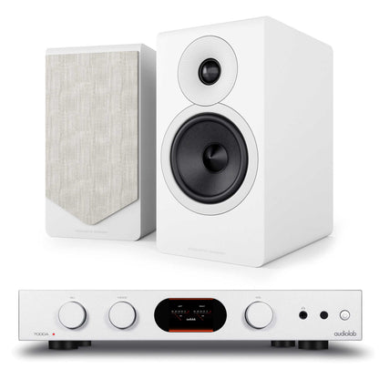 Audiolab 7000A Silver with  Acoustic Energy AE300² Matte White