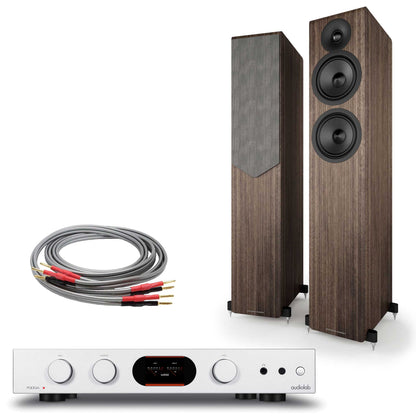 Audiolab 7000A Silver with  Acoustic Energy AE309² Walnut
