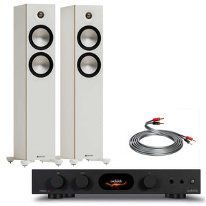 Audiolab 7000A Black with Monitor Audio Bronze 300 7G White