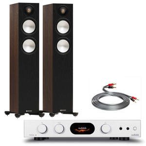 Audiolab 7000A Silver with Monitor Audio Bronze 300 7G Walnut