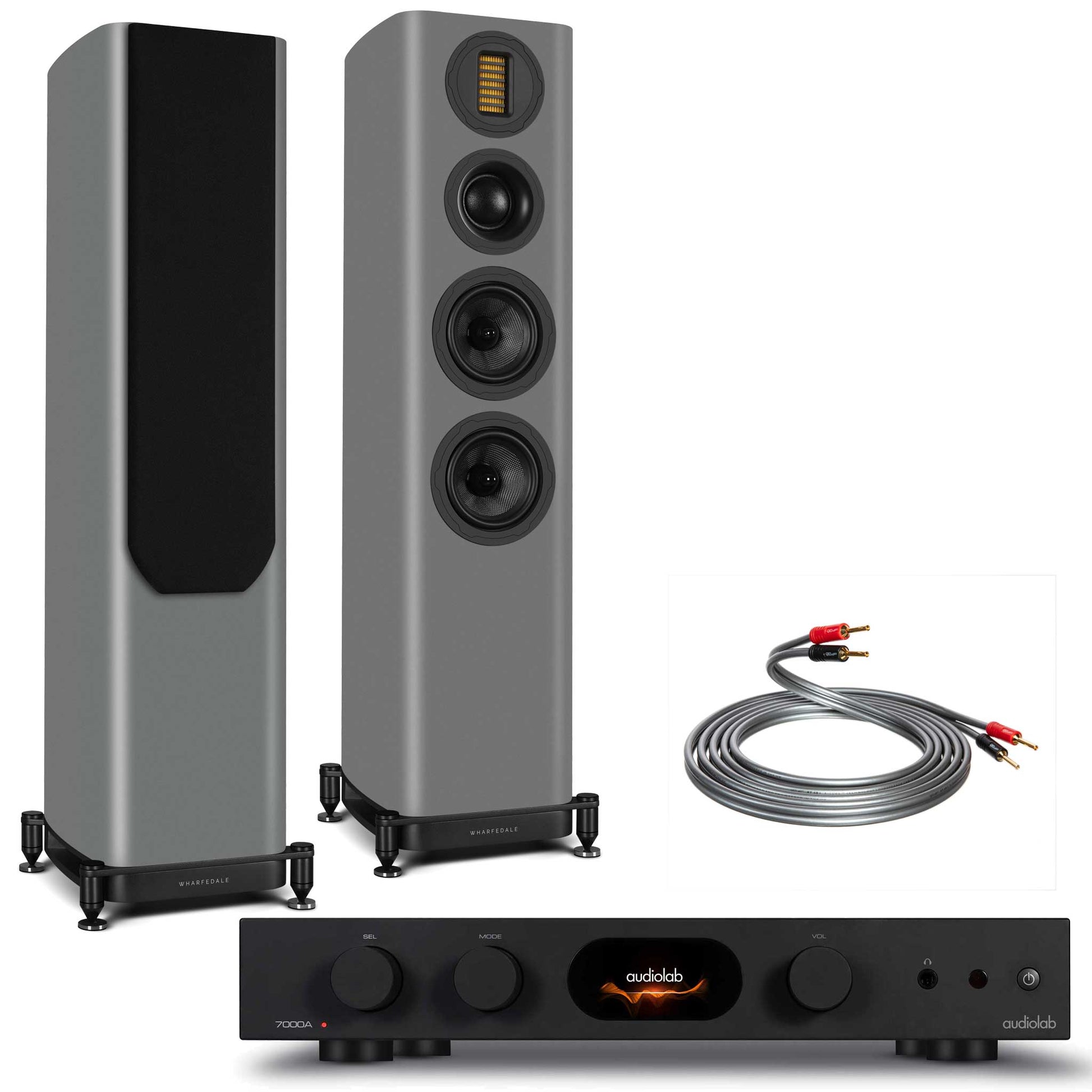 Audiolab 7000A Black with Wharfedale Evo 5.3 Grey