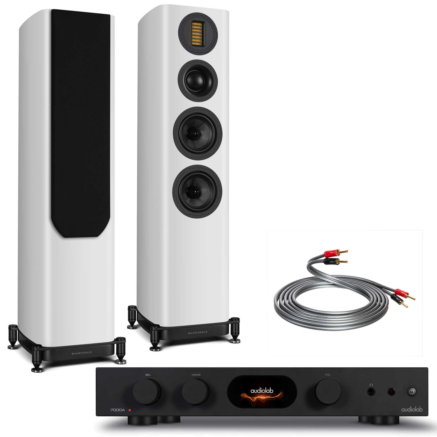 Audiolab 7000A Black with Wharfedale Evo 5.3 White