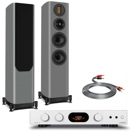 Audiolab 7000A Silver with Wharfedale Evo 5.3 Grey