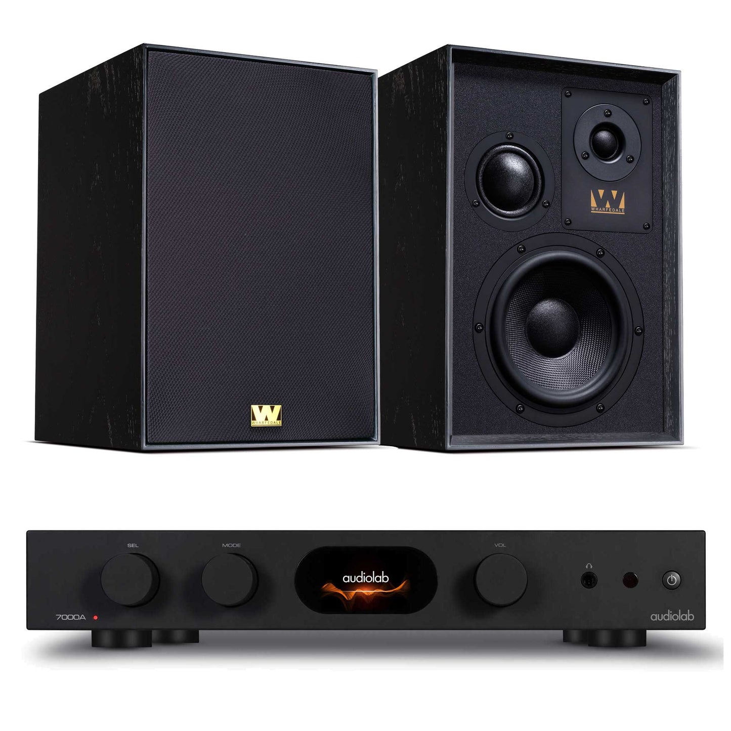 Audiolab 7000A Black with Wharfedale Super Denton Black