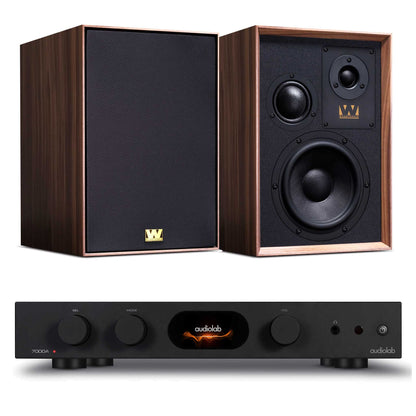 Audiolab 7000A Black with Wharfedale Super Denton Walnut