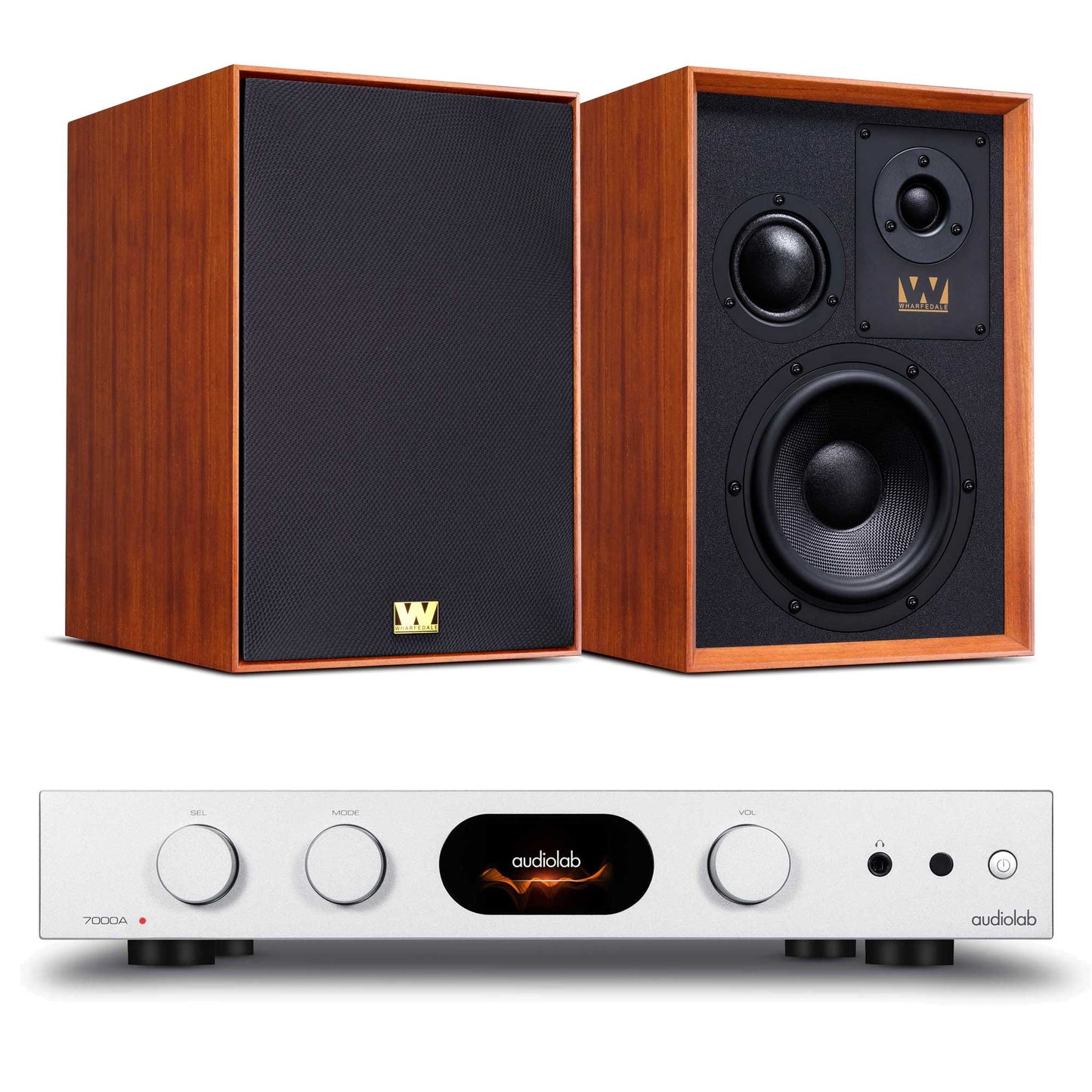 Audiolab 7000A Silver with Wharfedale Super Denton Mahogany