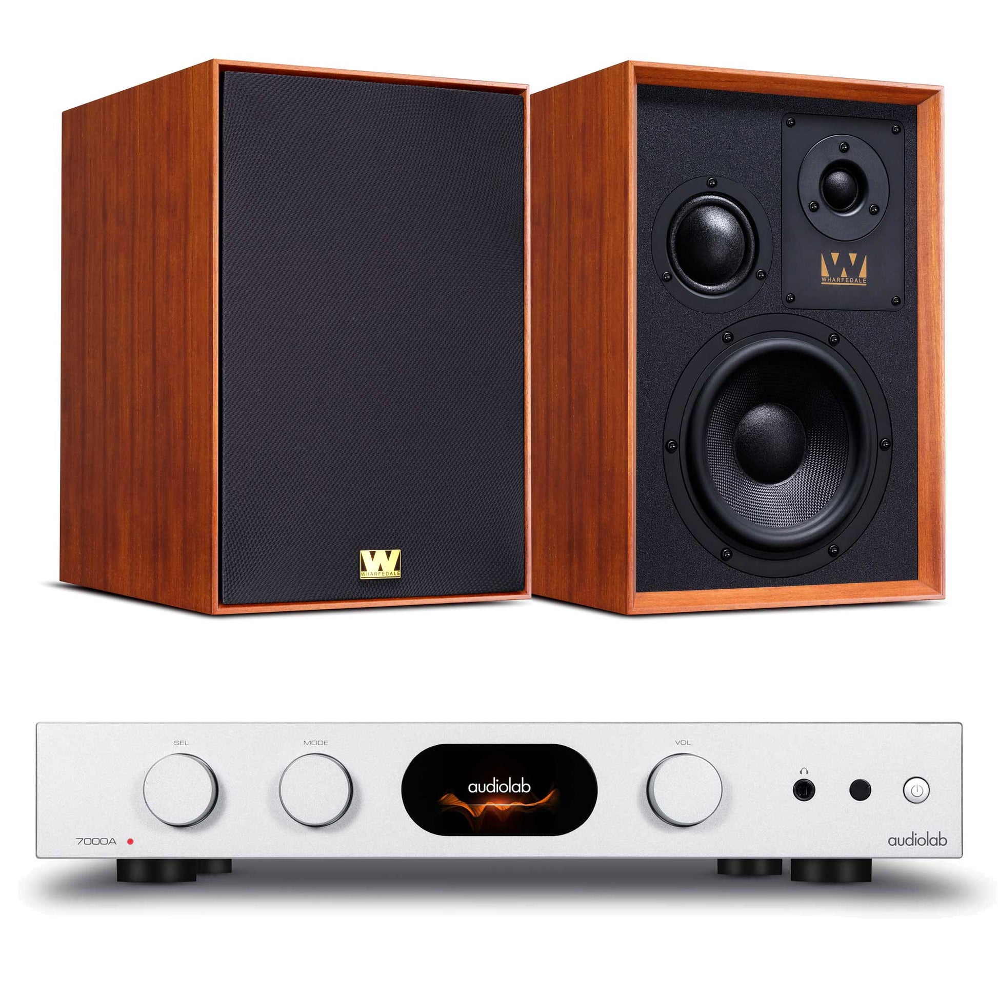 Audiolab 7000A Silver with Wharfedale Super Denton Mahogany