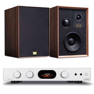 Audiolab 7000A Silver with Wharfedale Super Denton Walnut