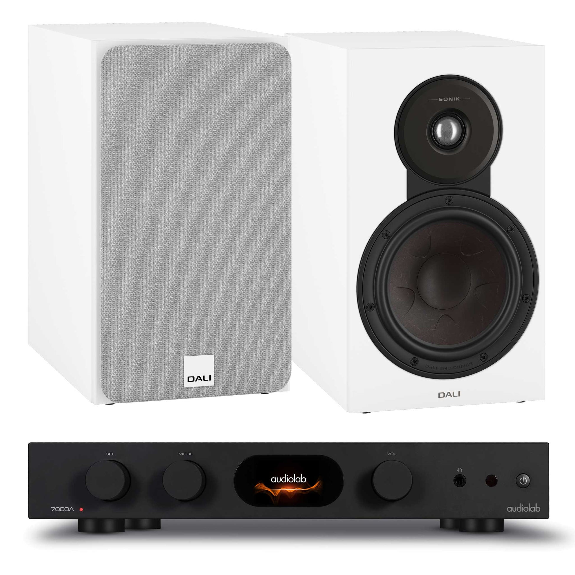 Audiolab 7000A Black with Dali SONIK 3 White