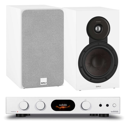 Audiolab 7000A Silver with Dali SONIK 3 White 