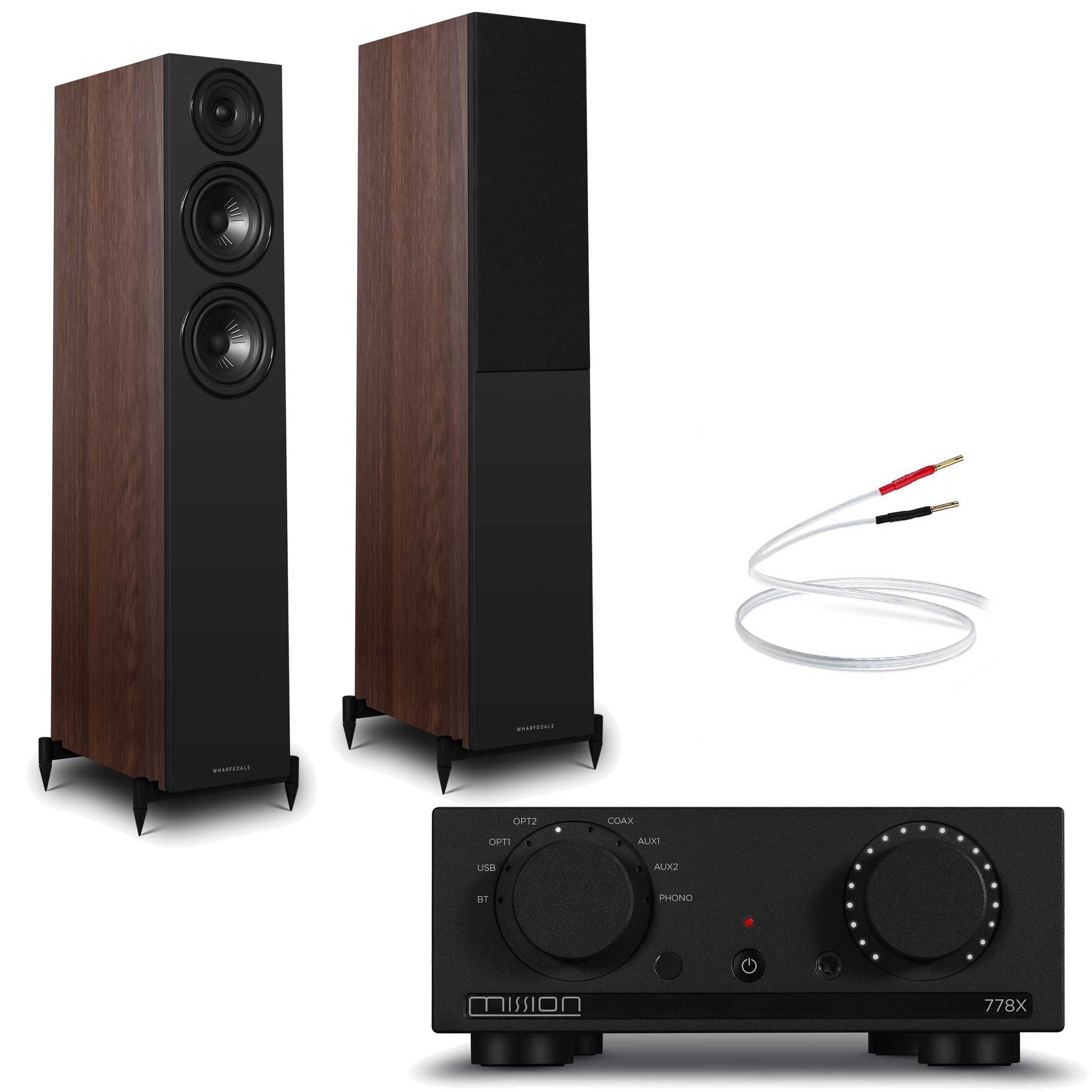 Mission 778x Black with Wharfedale Diamond 12.3i Walnut