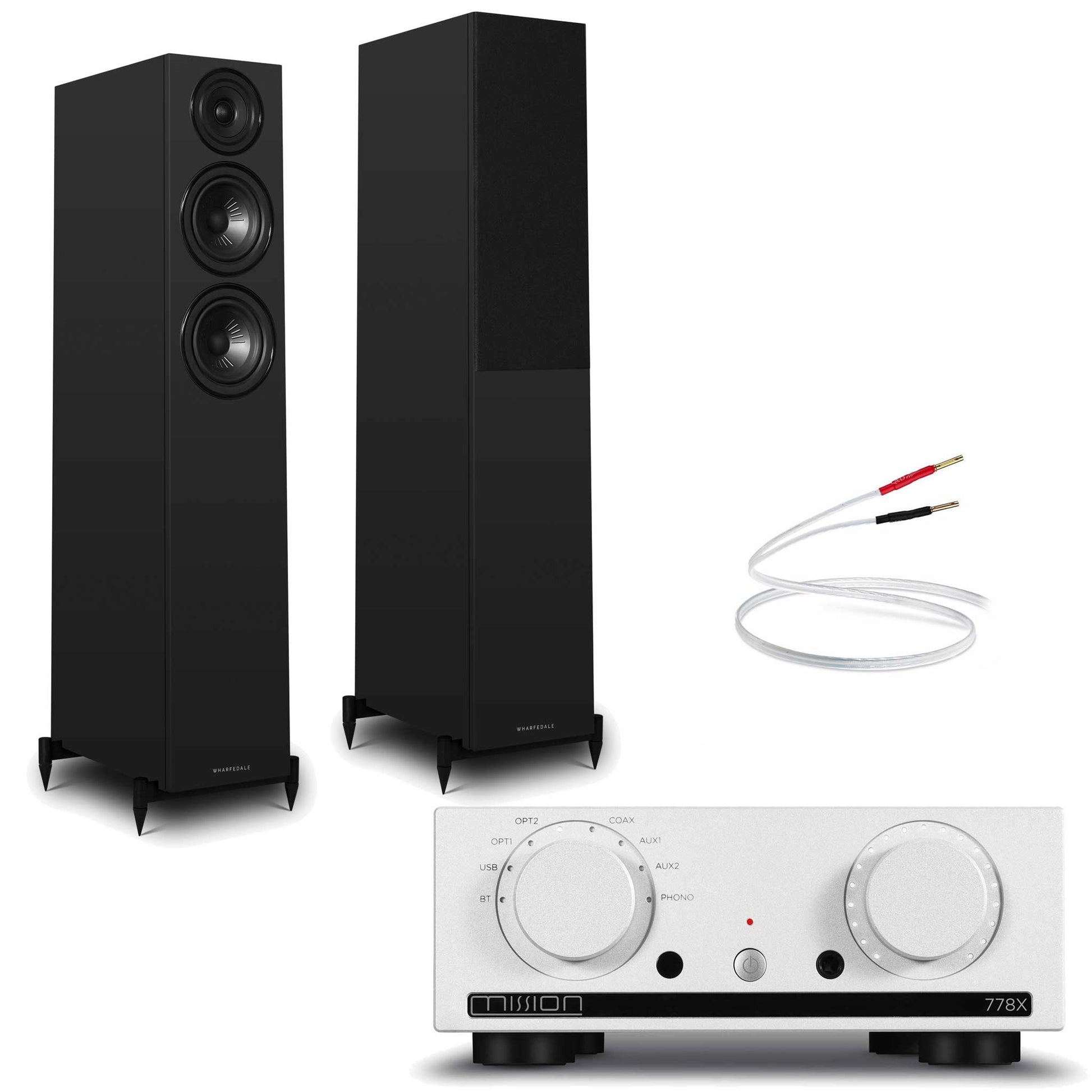 Mission 778x Silver with Wharfedale Diamond 12.3i Black