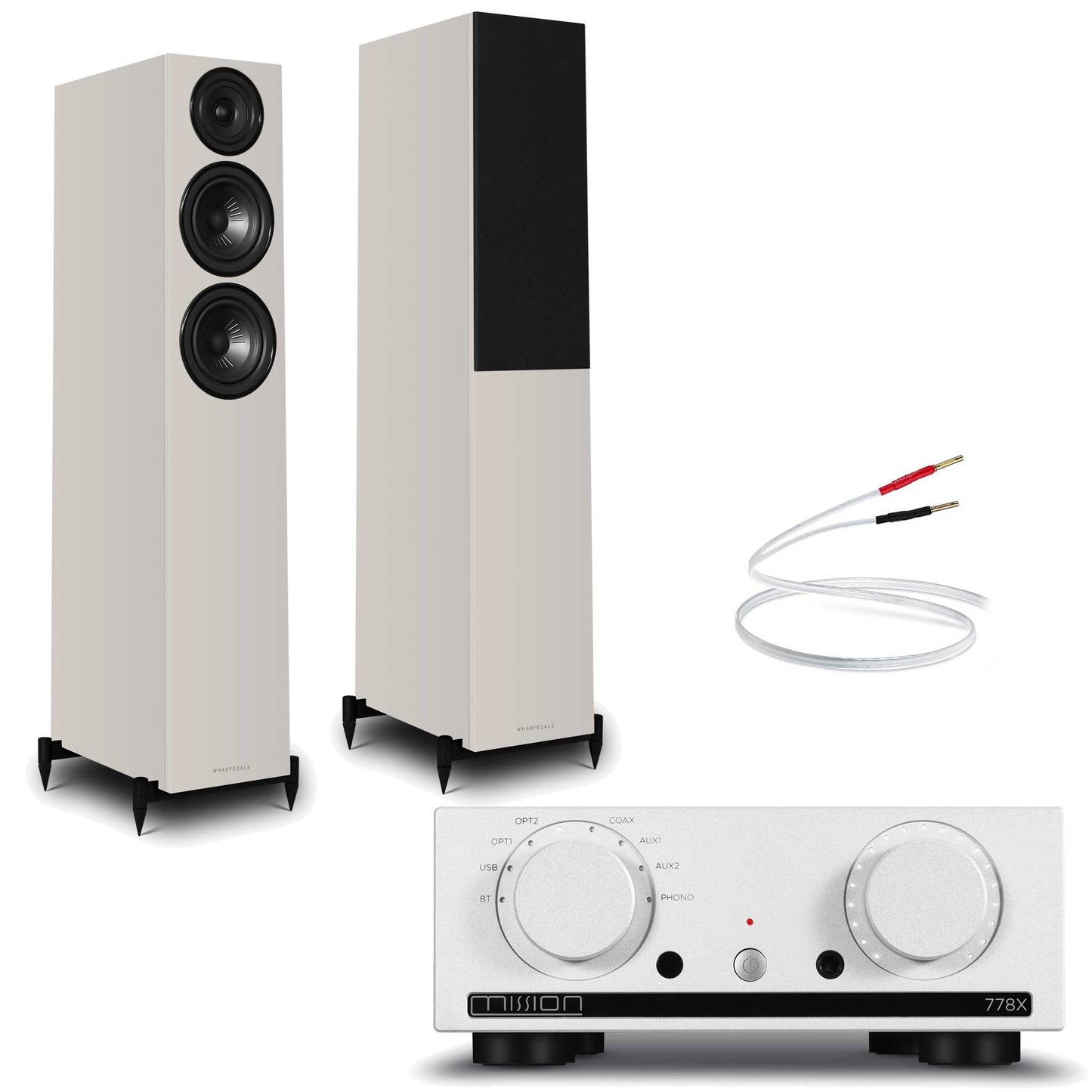 Mission 778x Silver with Wharfedale Diamond 12.3i Grey