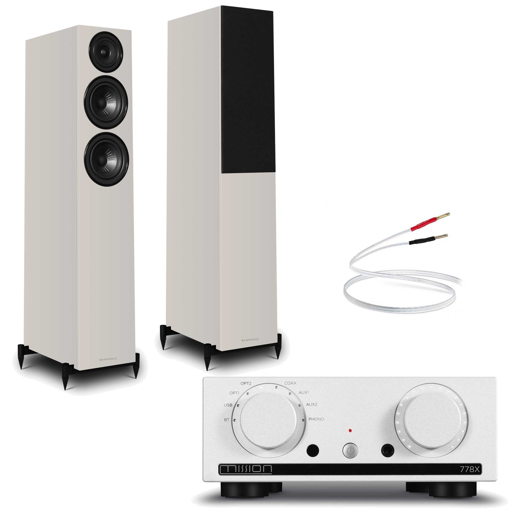 Mission 778x Silver with Wharfedale Diamond 12.3i Grey