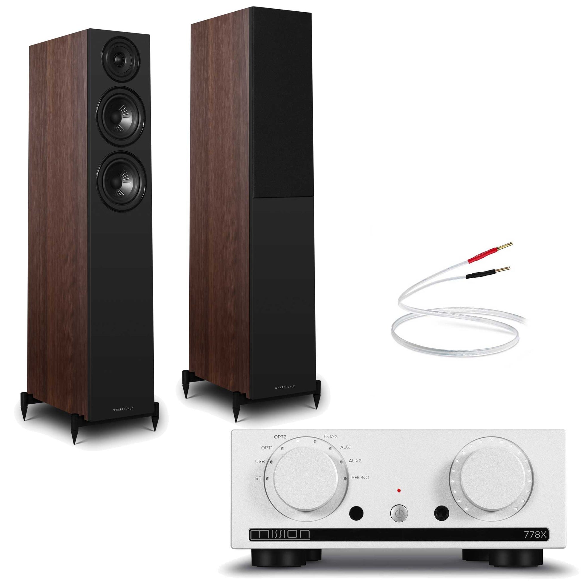 Mission 778x Silver with Wharfedale Diamond 12.3i Walnut