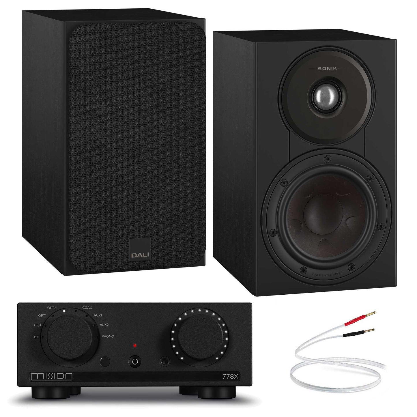 Mission 778x Black with Dali SONIK 1 Black