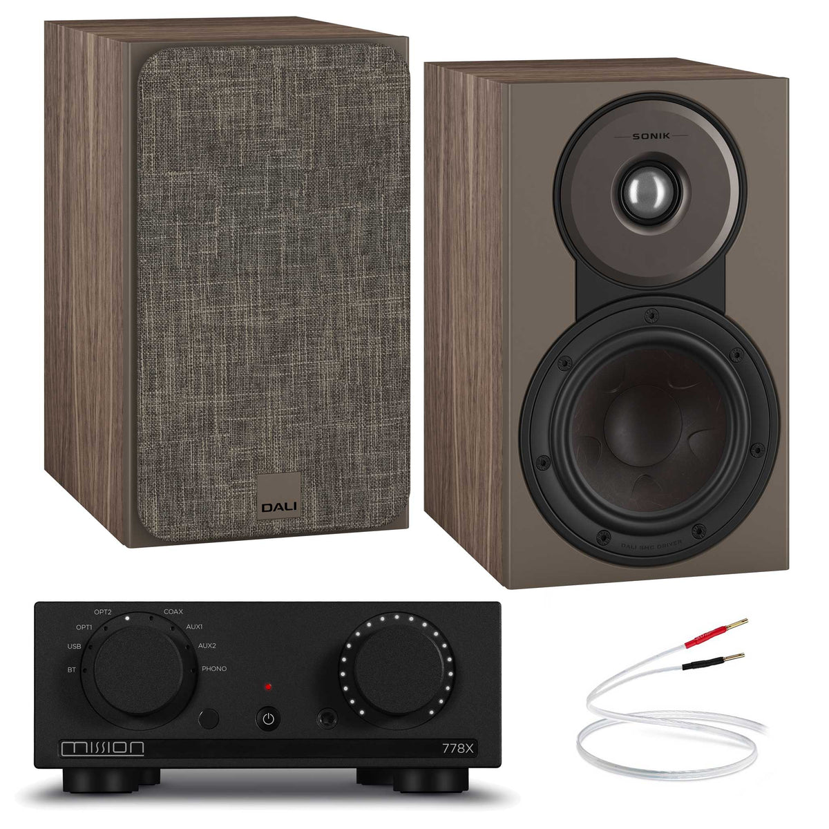 Mission 778x Black with Dali SONIK 1 Walnut