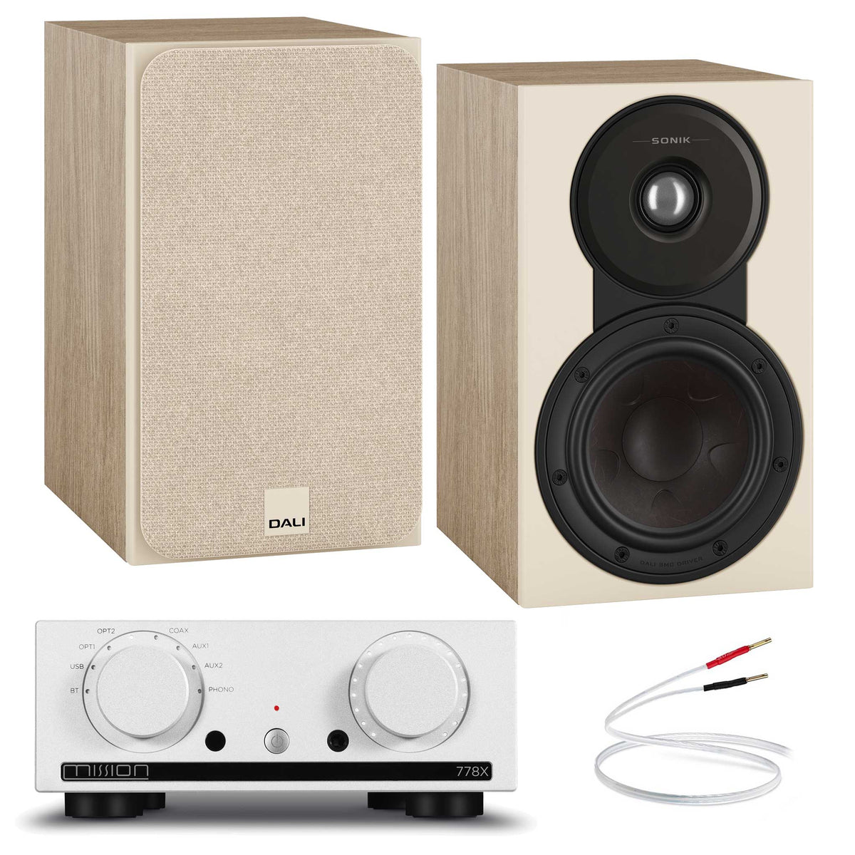 Mission 778x Silver with Dali SONIK 1 Natural Oak