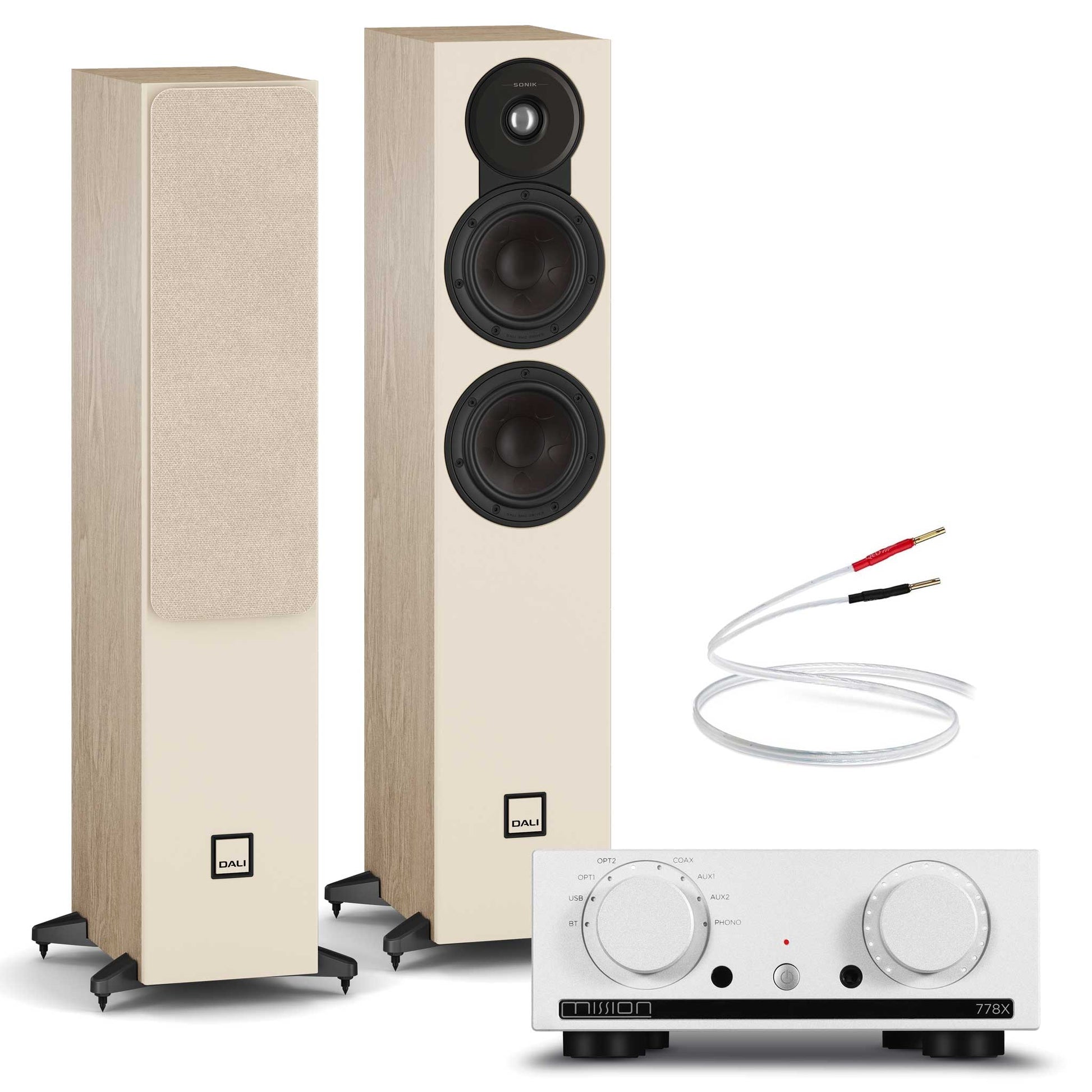 Mission 778x Silver with Dali SONIK 5 Natural Oak