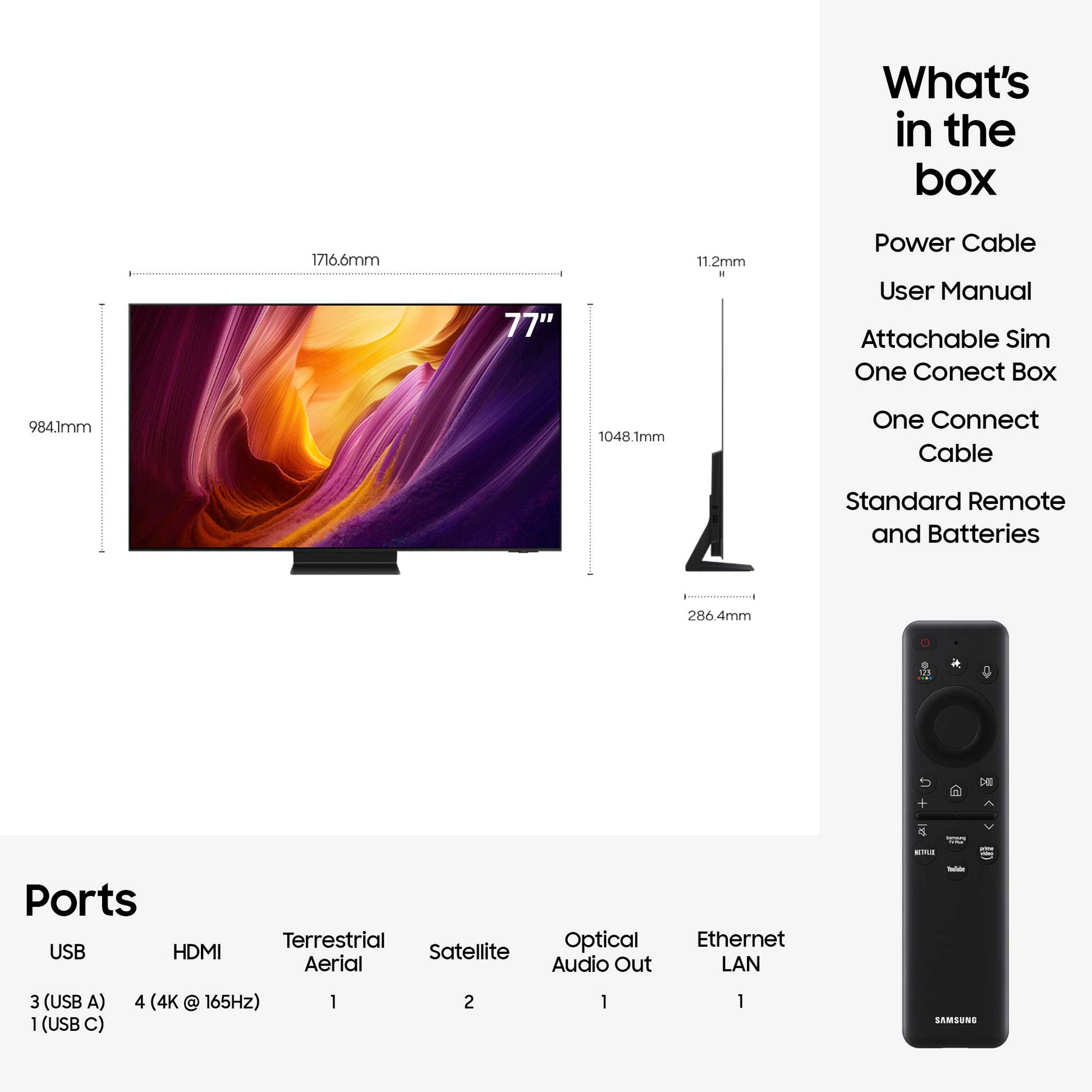 Samsung QE77S95H Specs