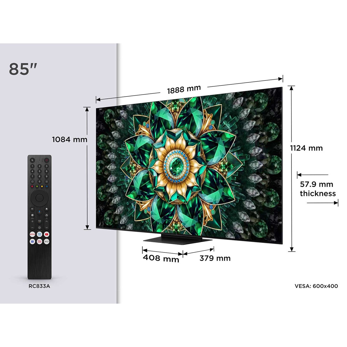 TCL 85Q7C-UK Dimensions
