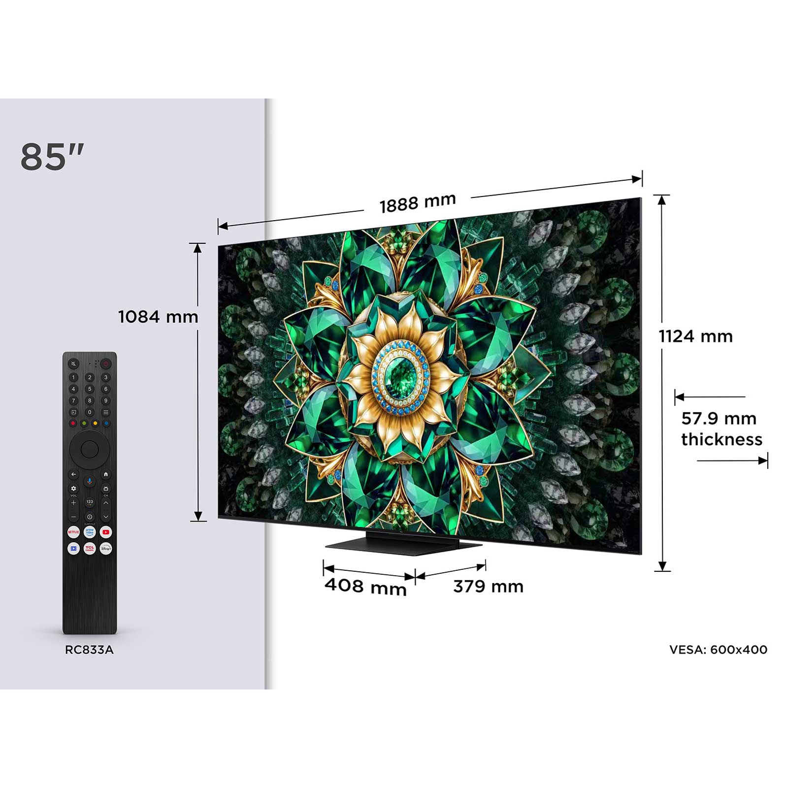 TCL 85Q7C-UK Dimensions