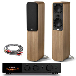 Audiolab 9000A Black with Q Acoustics 5050 Holme Oak