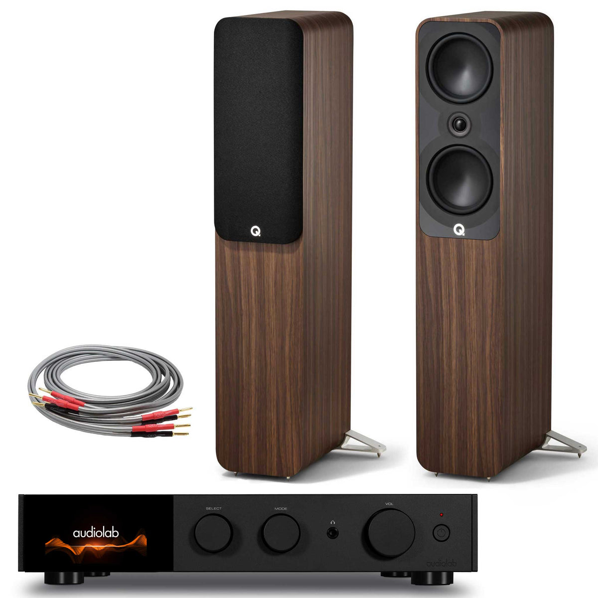 Audiolab 9000A Black with Q Acoustics 5050 Santos Rosewood