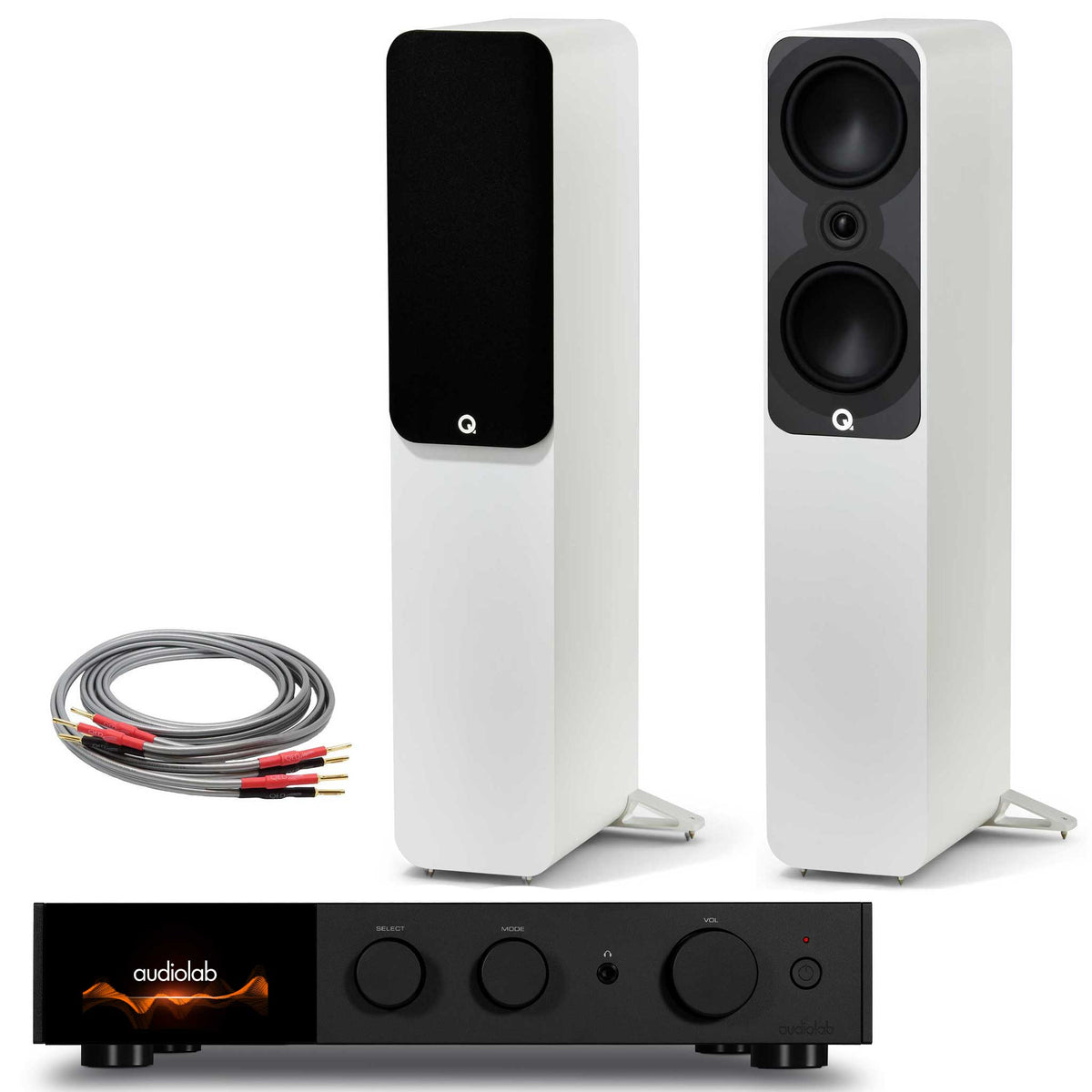 Audiolab 9000A Black with Q Acoustics 5050 Satin White