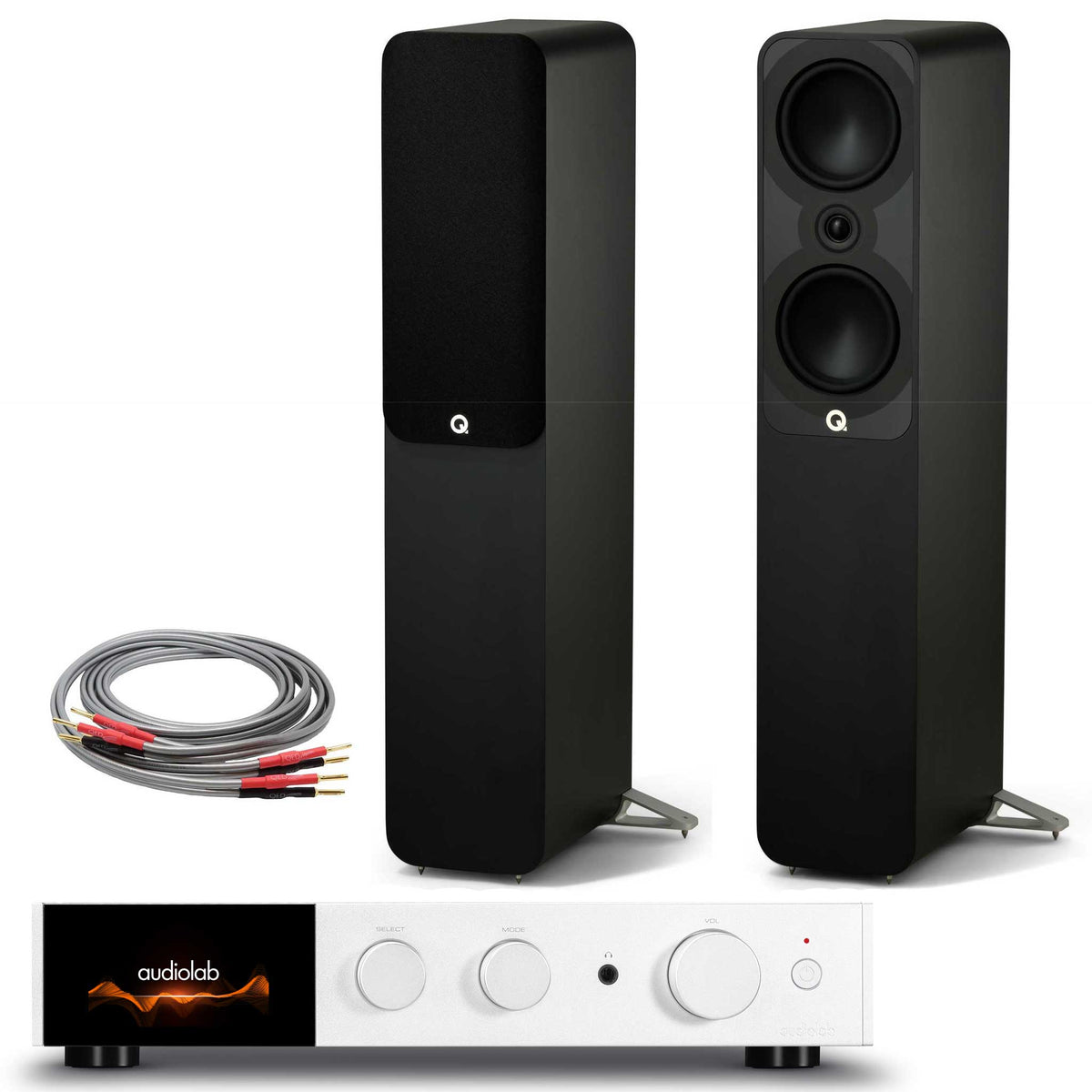 Audiolab 9000A Silver with Q Acoustics 5050 Satin Black