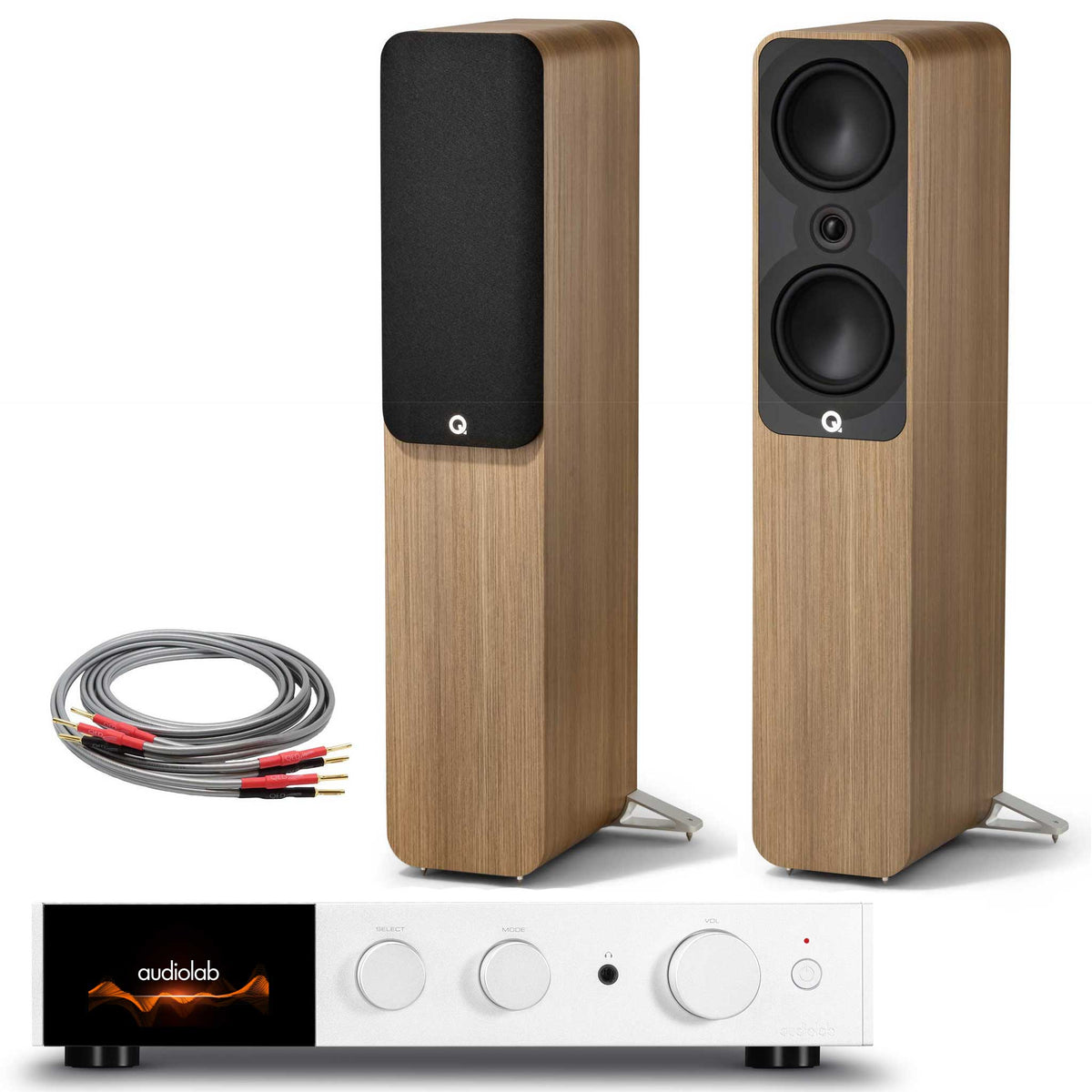 Audiolab 9000A Silver with Q Acoustics 5050 Holme Oak