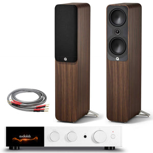Audiolab 9000A Silver with Q Acoustics 5050 Santos Rosewood