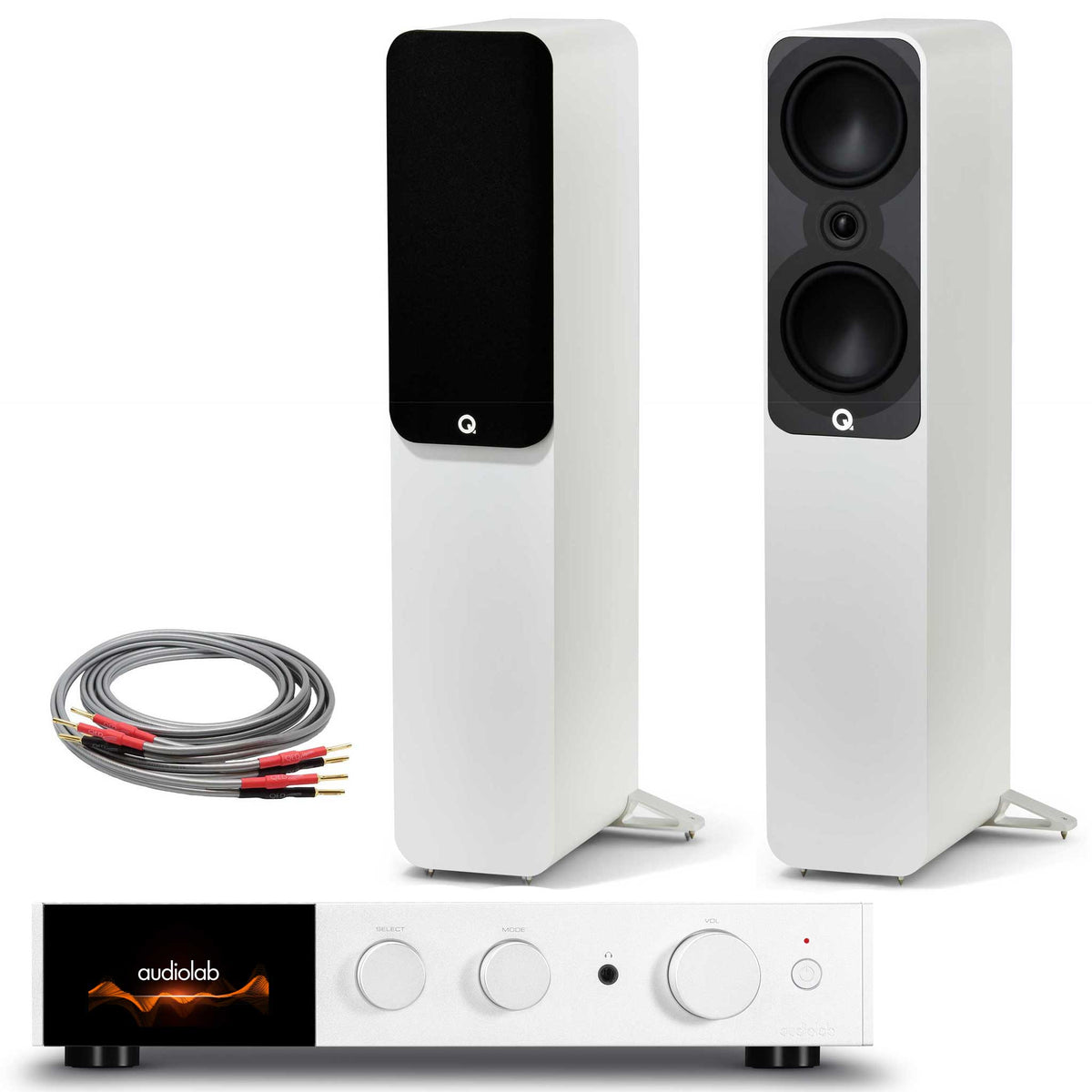 Audiolab 9000A Silver with Q Acoustics 5050 Satin White
