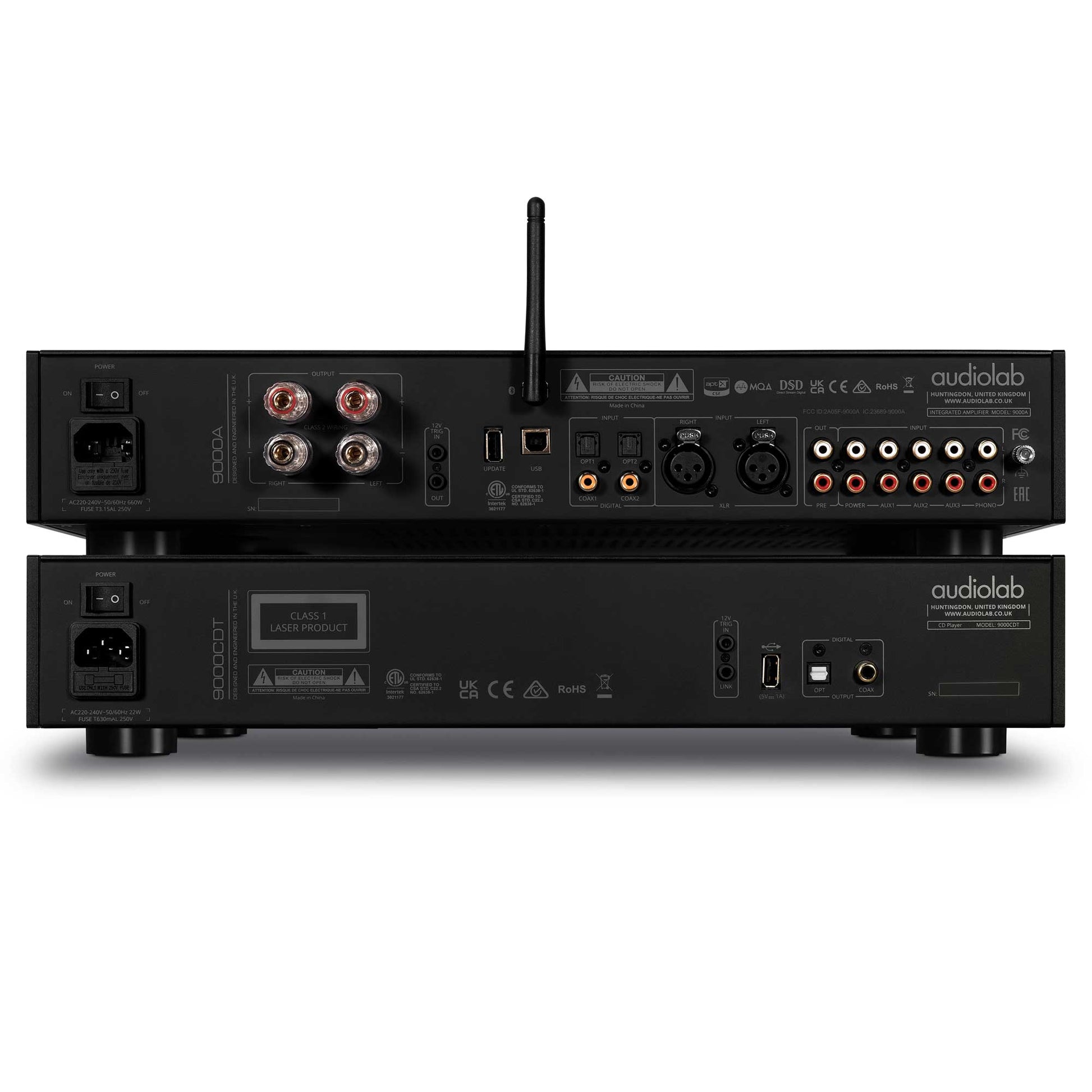 Audiolab 9000A with 9000CDT Rear View