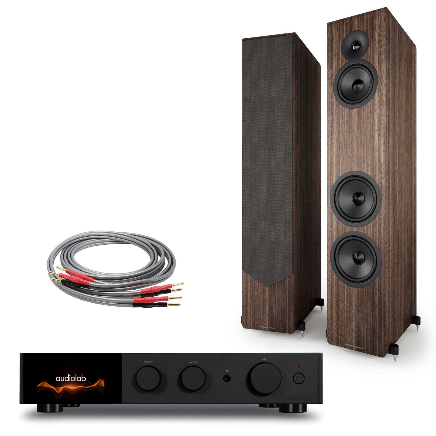 Audiolab 9000A Black with Acoustic Energy AE320² Walnut