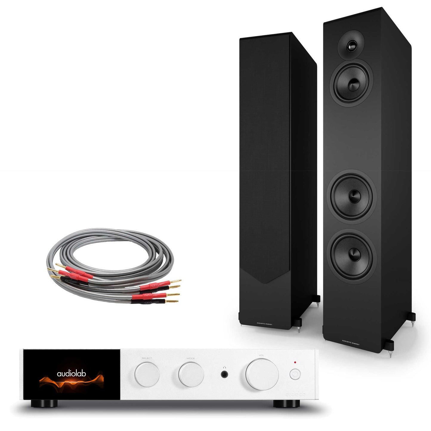Audiolab 9000A Silver with Acoustic Energy AE320² Matte Black