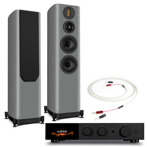 Audiolab 9000A Black with Wharfedale EVO 5.4 Grey
