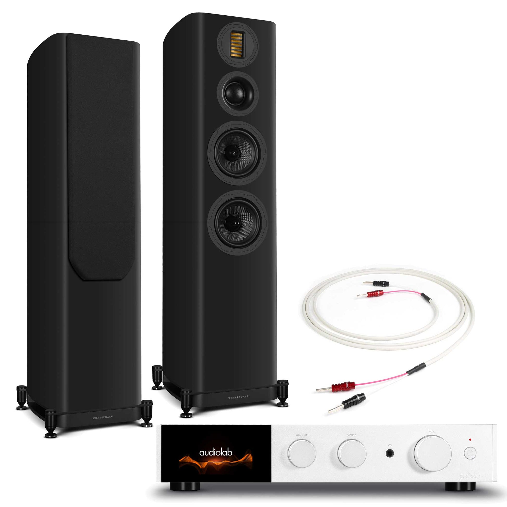 Audiolab 9000A Silver with Wharfedale EVO 5.4 Black