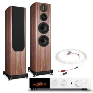 Audiolab 9000A Silver with Wharfedale EVO 5.4 Walnut