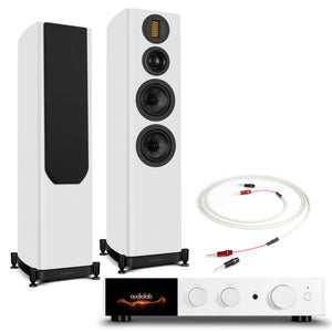 Audiolab 9000A Silver with Wharfedale EVO 5.4 White