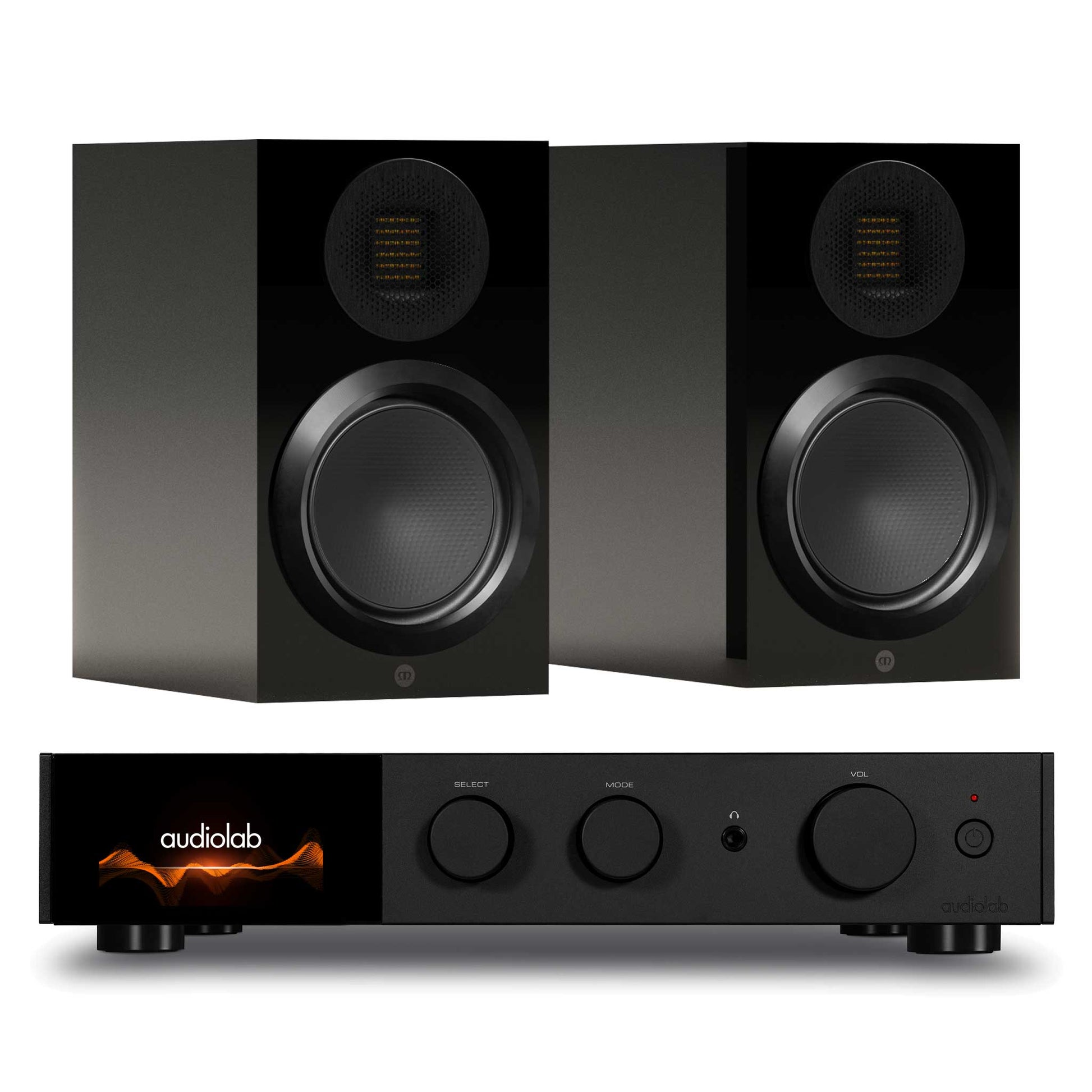 Audiolab 9000A Black with Monitor Audio Gold 50 6G Gloss Black