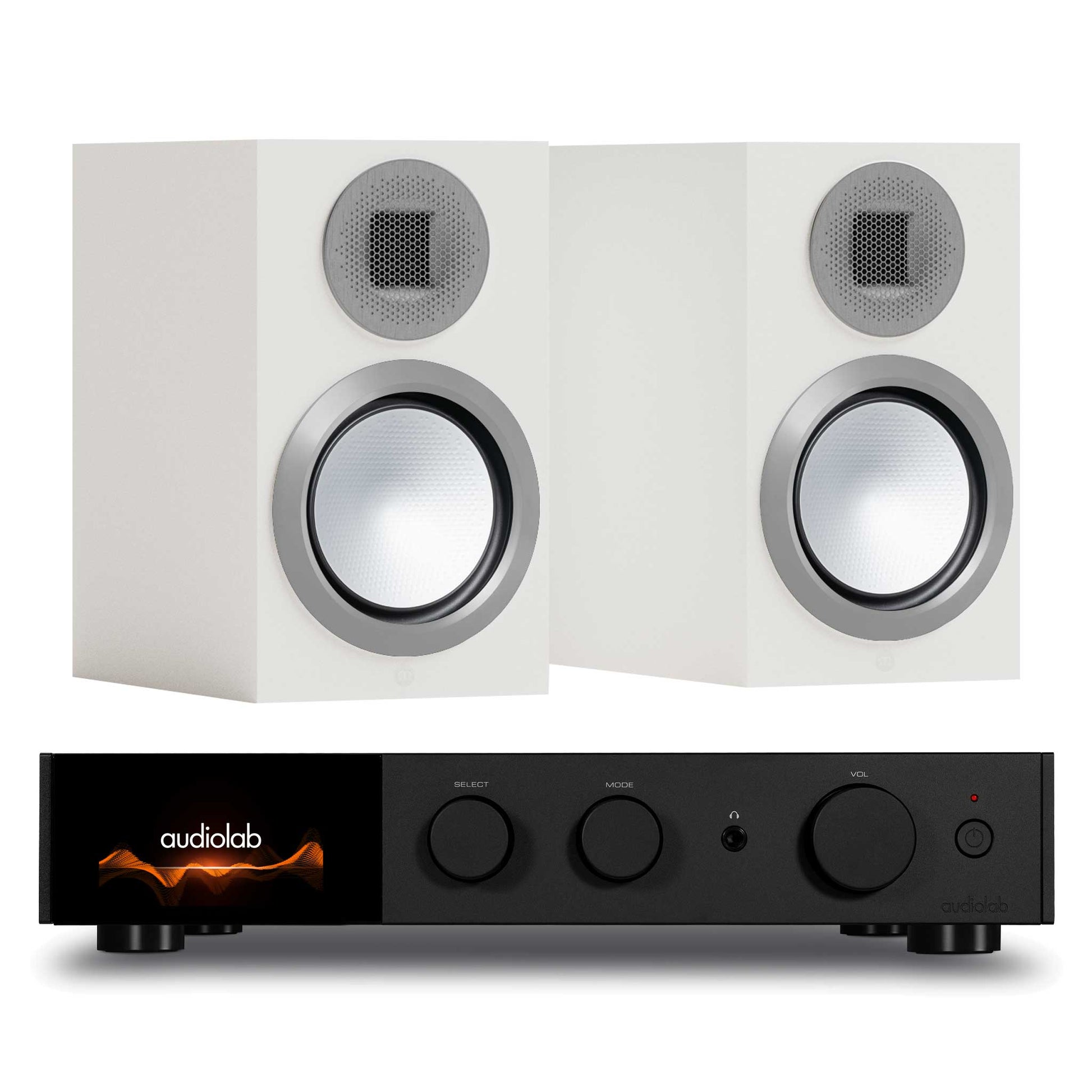 Audiolab 9000A Black with Monitor Audio Gold 50 6G Satin White