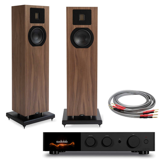 Audiolab 9000A Black with Neat Acoustics Mystique Classic Walnut
