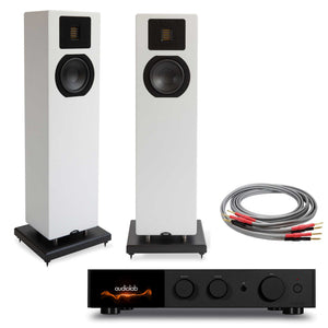 Audiolab 9000A Black with Neat Acoustics Mystique Classic Satin White