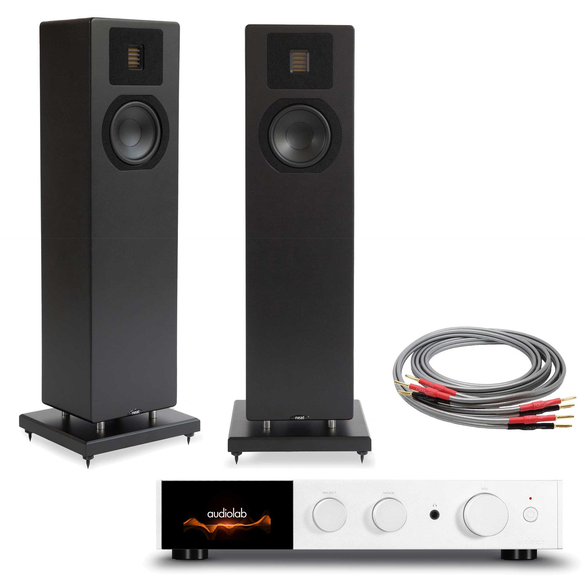 Audiolab 9000A Silver with Neat Acoustics Mystique Classic Black