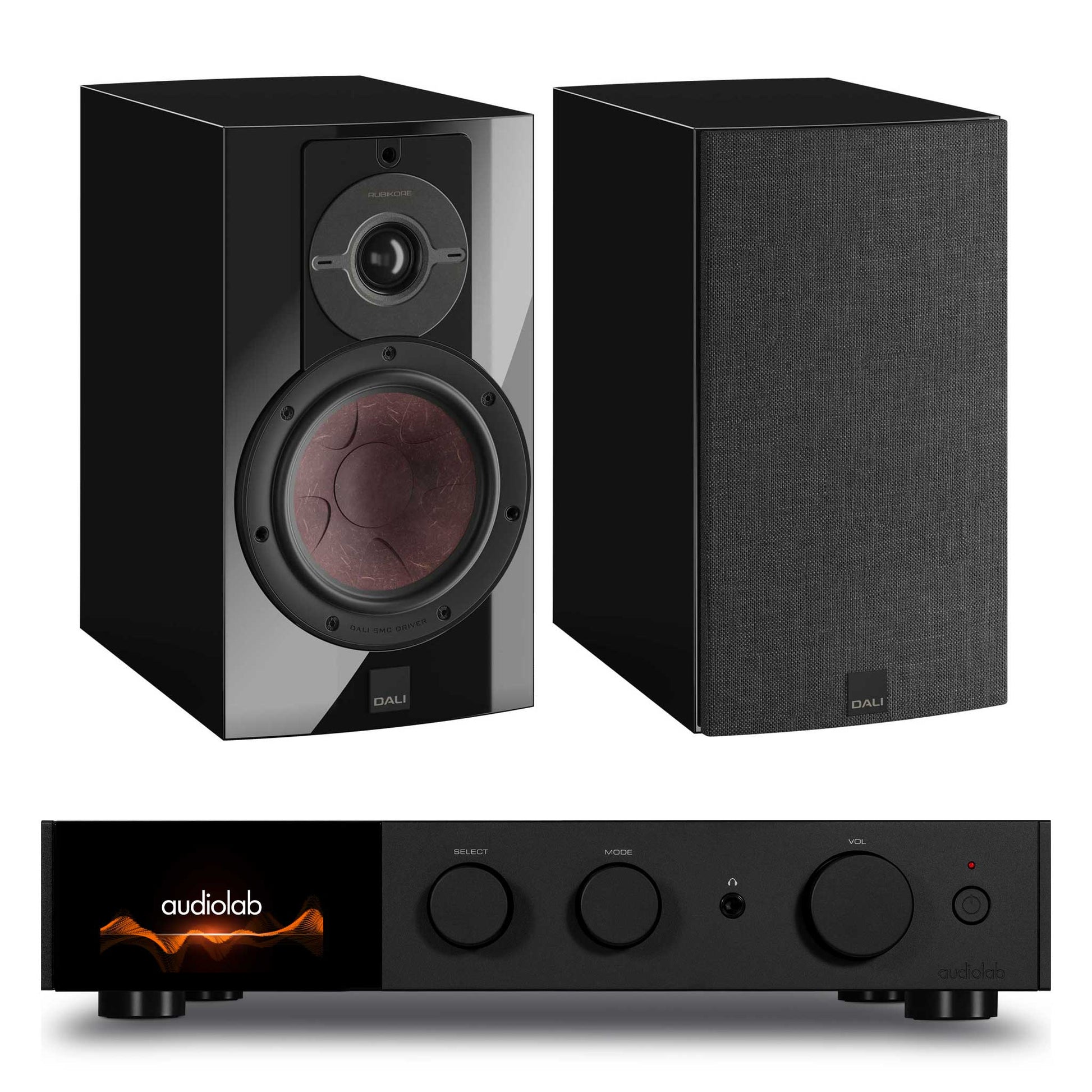 Audiolab 9000A with Dali Rubikore 2 Black / Gloss Black